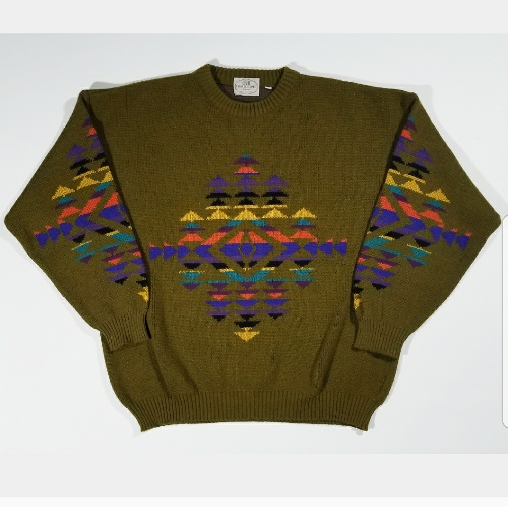 🚫 SOLD 🚫GeometricMidwestern Unisex Sweater 70s